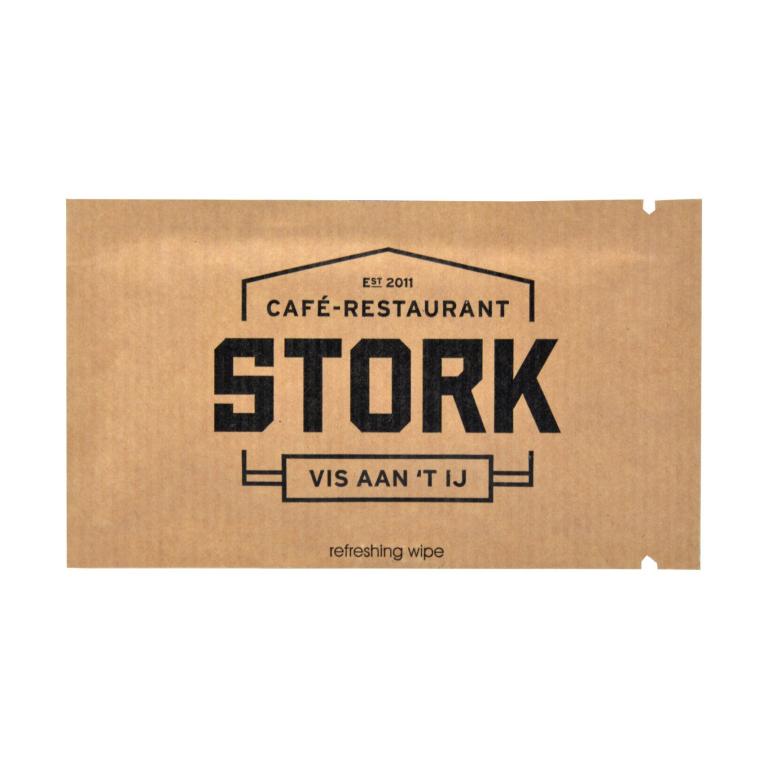 citroendoekjes bedrukken op bruine, ecologosch uitziende, sachets