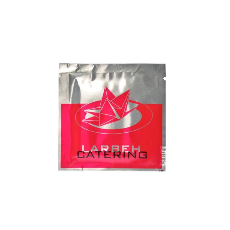 Handreinigungsdoekjes met logo op aluminium sachet bedrukt